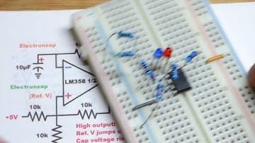 Astable Flashing LEDs Using LM358 Op Amp and Breadboard Power Supply Circuit By Electronzap