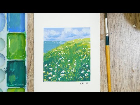 mini landscape painting (เทคนิคสีโปสเตอร์ ) EP.75