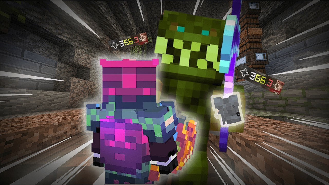 Убийство ужасного призрака с помощью тыквенного измельчителя в Skyblock.