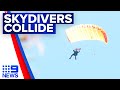 Two parachutists lucky to be alive after slamming into each other mid-air | 9 News Australia