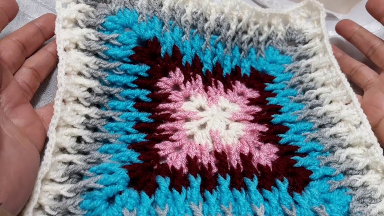 كروشية /مربع جراني/باستخدام العمود الأمامي/  جديد  Granny box / using front shaft / new