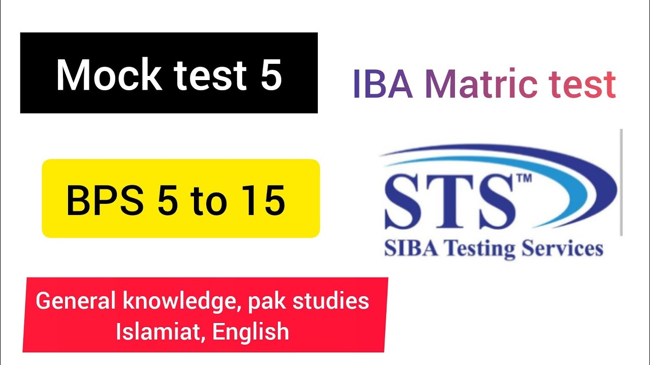 Mock test 5| Solution video| IBA Matric category test BPS 5 to 15 jobs
