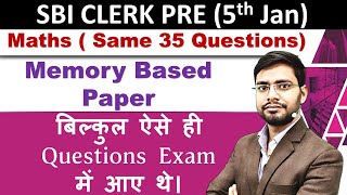 SBI Clerk Quant All 35 Questions Memory Based Paper 5th Jan 2024 | In Hindi | Maths | Bankers Point