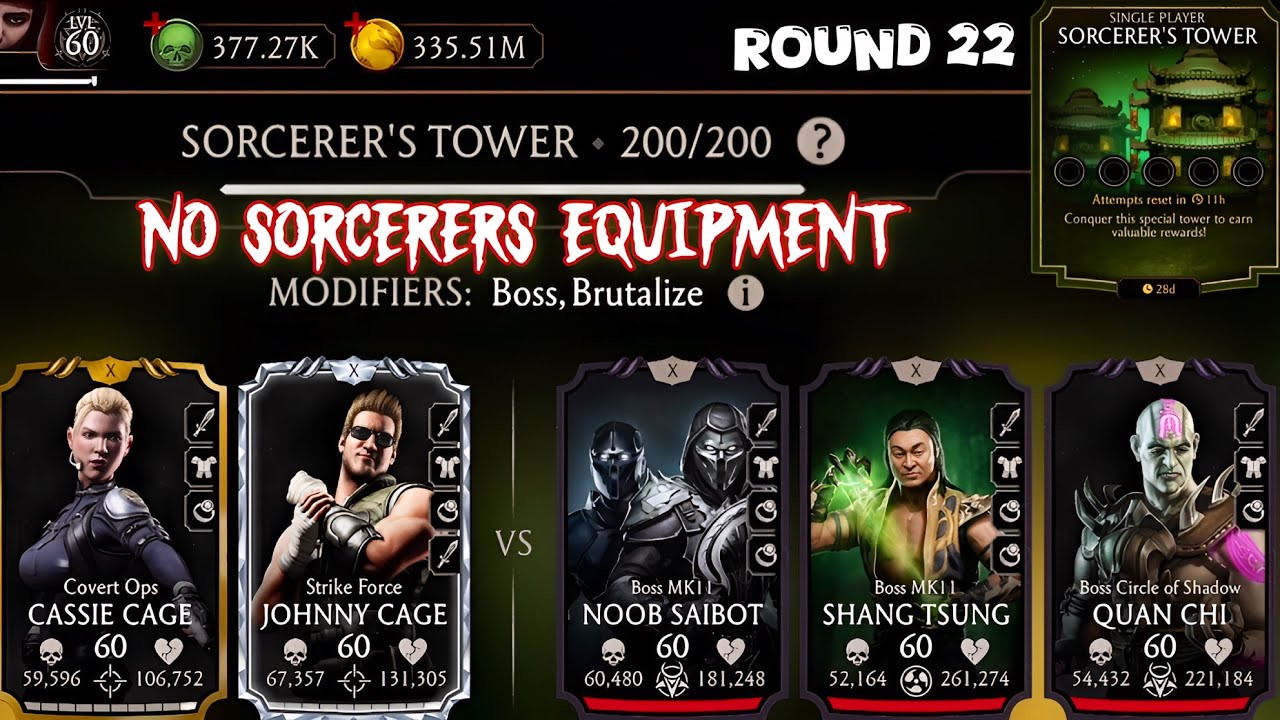 Sorcerer’s Tower Boss Battle 200 & 170,190 Fight + Rewards MK Mobile | No ST Equipment