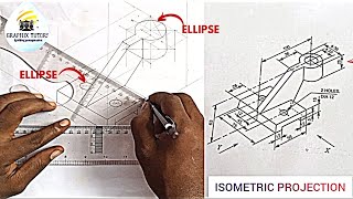 How to draw curves and circles in IsOmEtRiC PrOjEcTiOn using ordinate method of constructing ellipse