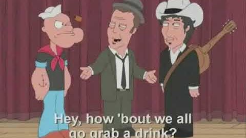 Thumbnail of Tom Waits Backstage with Bob Dylan (Family Guy Clip)