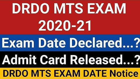 DRDO MTS Exam Date | DRDO MTS Admit Card | DRDO MTS Exam 2020-21 Preparation | DRDO