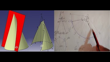 DEVELOPMENT OF LATERAL SURFACE- CONE CUT BY SECTION PLANE INTERSECTING BASE & GENERATOR- SKETCH/EXPL