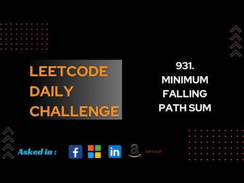 Leetcode Daily Challenge 931  Minimum Falling Path Sum solution Java cpp by Ranveer Sir