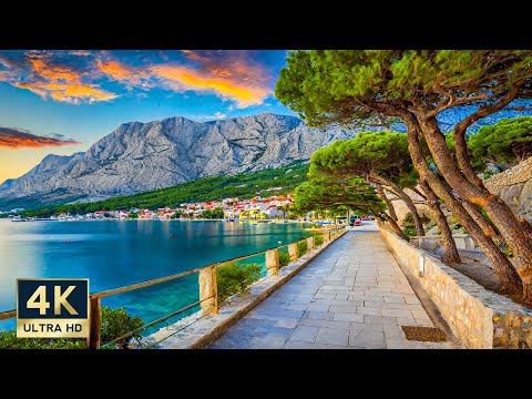 Brela Croatia 🇭🇷 4K Makarska Riviera Walking Tour Beaches and Promenade 2023
