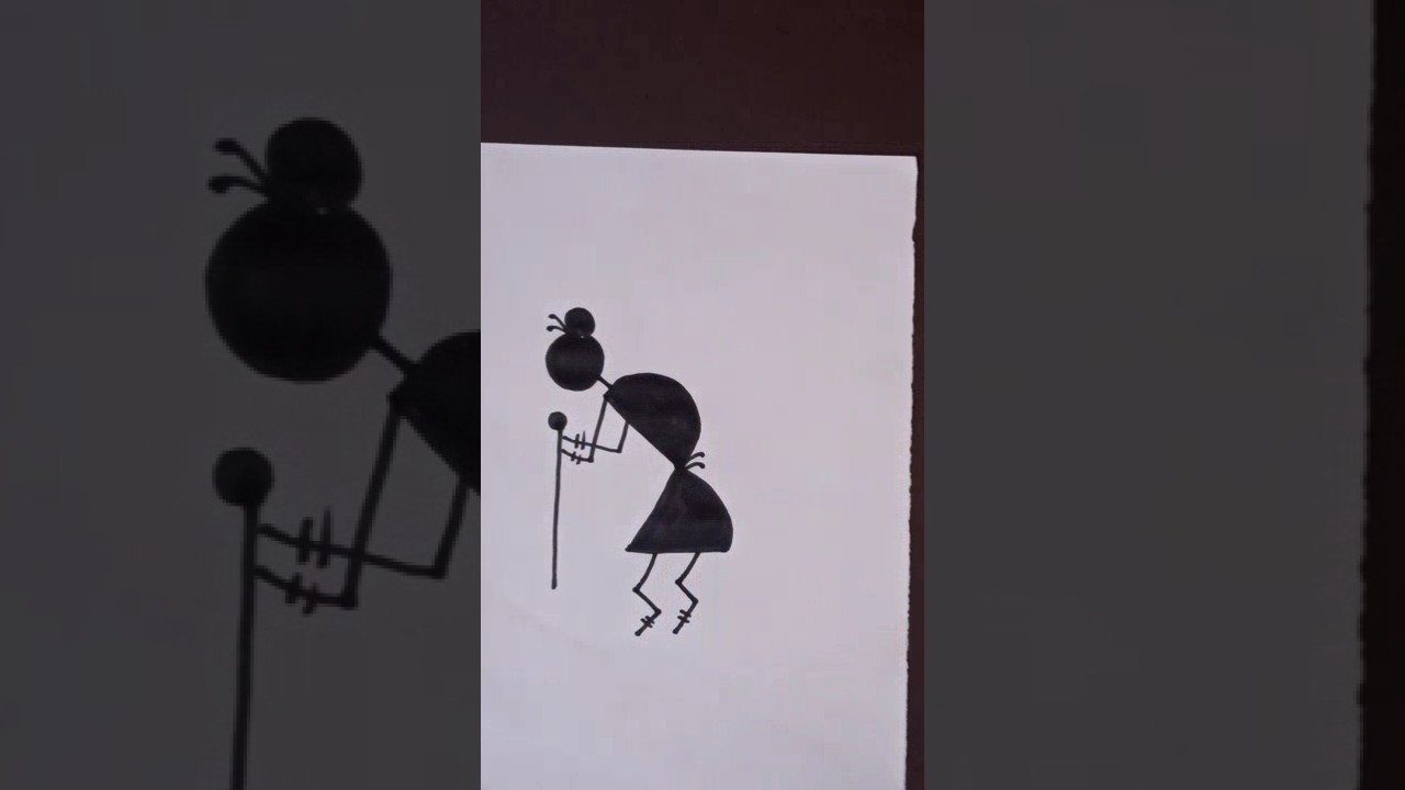 Warli Doodles - Human Figures - Day 8 - Old Woman