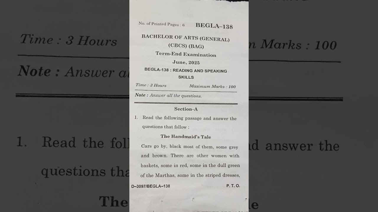 BEGLA-138 june 2025 question paper.       