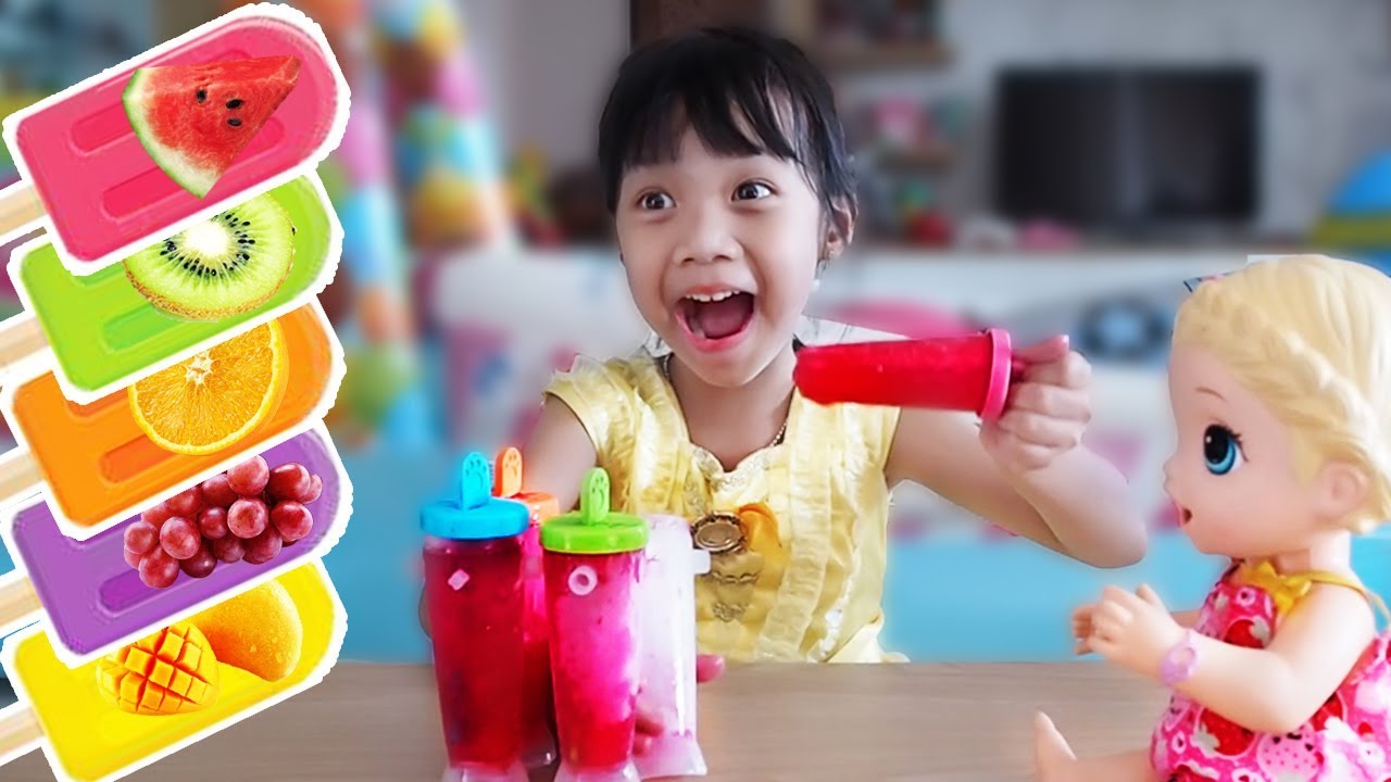 น้องดีไซน์ | ช่วยแม่เลี้ยงน้อง EP.5  ทำไอศรีมผลไม้ให้น้อง Design makes fruit Ice cream