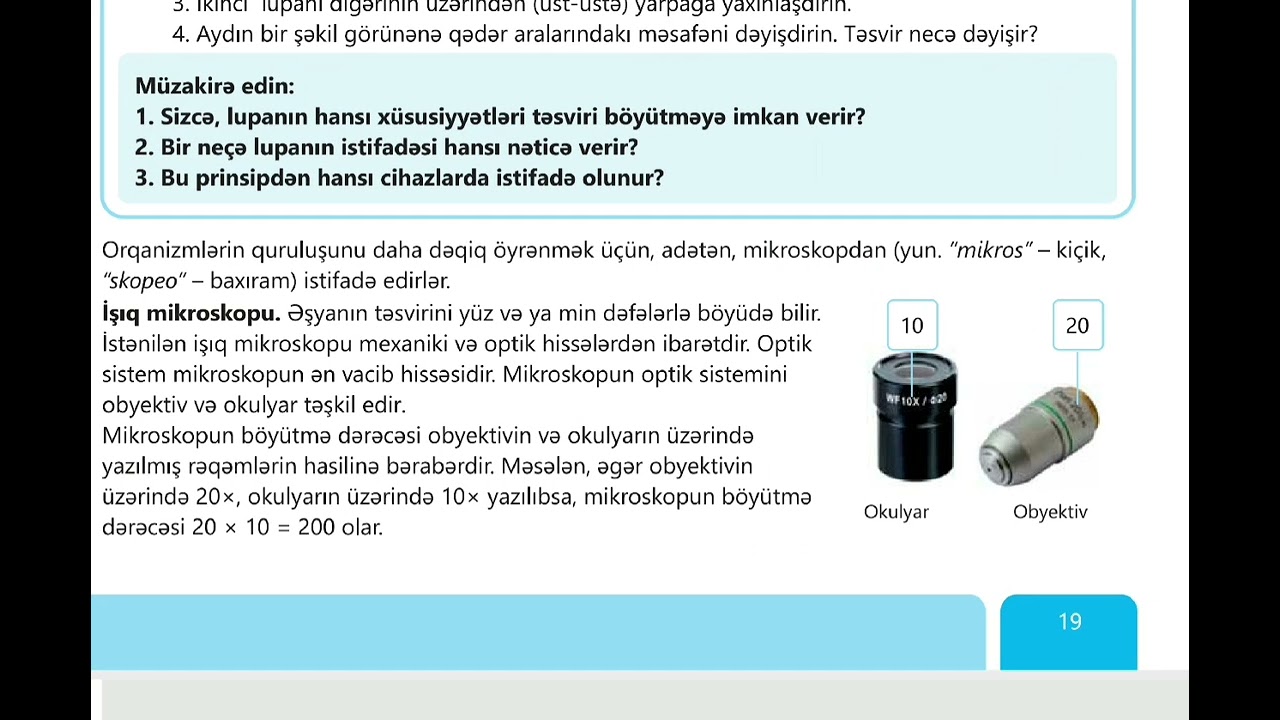 İşıq mikroskopunun quruluşu.