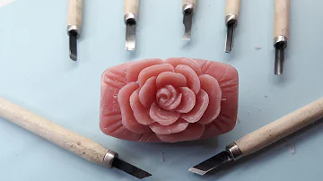 Tutorial soap carving flower easy step by step..Rose in soap...