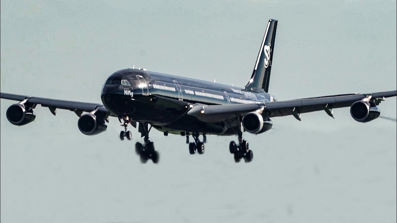 20 BIG PLANE LANDINGS + DEPARTURES ALL Black A340 + Fast Boeing 767