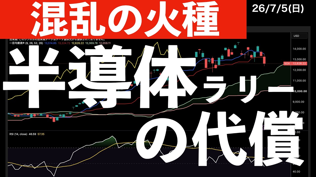 【混乱の火種】AI半導体株ラリーの代償!SOX大幅続落の影に高値更新を続けるNYダウ #米国株 #日経平均 #sp500 #soxl #nvda