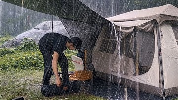 ⛈️EXSTREME WEATHER HIT BY RAINSTORM‼️CAMPING IN SUPER HEAVY RAINSTORM AND THUNDER 