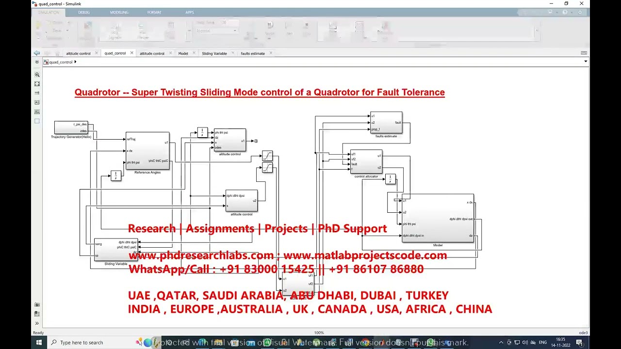 Quadrotor Super Twisting Sliding Mode control of a Quadrotor for Fault Tolerance | Quadrotor matlab