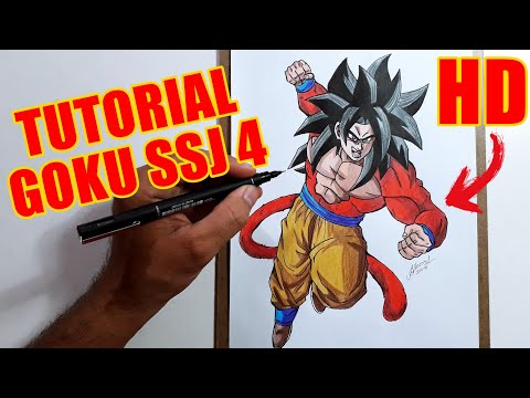Como desenhar o Goku Super Sayajin 4 Dourado 