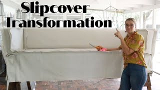 How to cut and pin fit a sofa slipcover without welt(piping)
