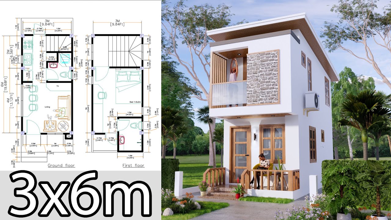 Two Storey Tiny House Plan 3x6 Meter Shed Roof Full Detailing YouTube Two Storey Tiny House Plan 3x6 Meter Shed Roof Full Detailing YouTube