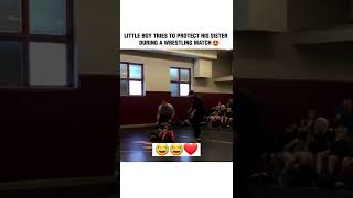 Little Boy tries to protect his Sister During a Wrestling Match *so sweet* 