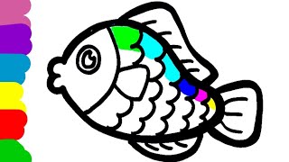 DRAW CUTE FISH EASILY| FISH DRAWING AND PAINTING||