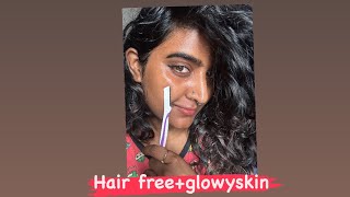 Hair free face with glowy skin within 5 minutes 😲 #hack #simpletricks #hairremoval #deadskin 🫣