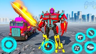 Red Optimus Prime Transformers: Truck Robot City Battle 2026 - Android Gameplay screenshot 1