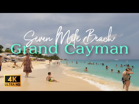 Seven Mile Beach, Grand Cayman, Cayman Islands. 4K Walking Tour of Seven Mile Beach. ASMR