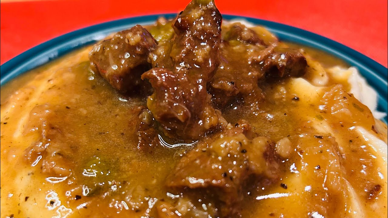 Beef tips with Garlic Potatoes