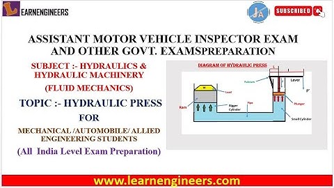 HYDRAULIC PRESS WITH MCQ QUESTIONS FOR ASSISTANT MOTOR VEHICLE INSPECTOR EXAMS PREPARATION | AMVI |