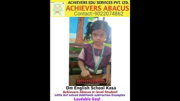 Achievers Abacus Student//Jr Level Little girl solved Addition And Subtractions Examples