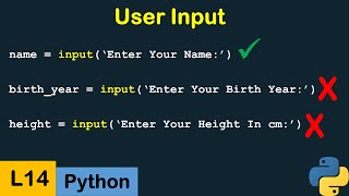 python user input in visual studio code l-14 | python tutorial for beginners