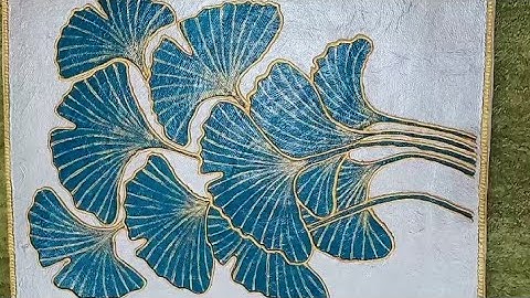 how to paint ginkgo leaves with texture paste and | beginner