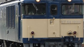 ホイッスル・手振りあり！EF64 1030号機E217系Y-30編成廃車回送牽引機に伴う鎌倉車両センター送り込み単機回送大船駅発車