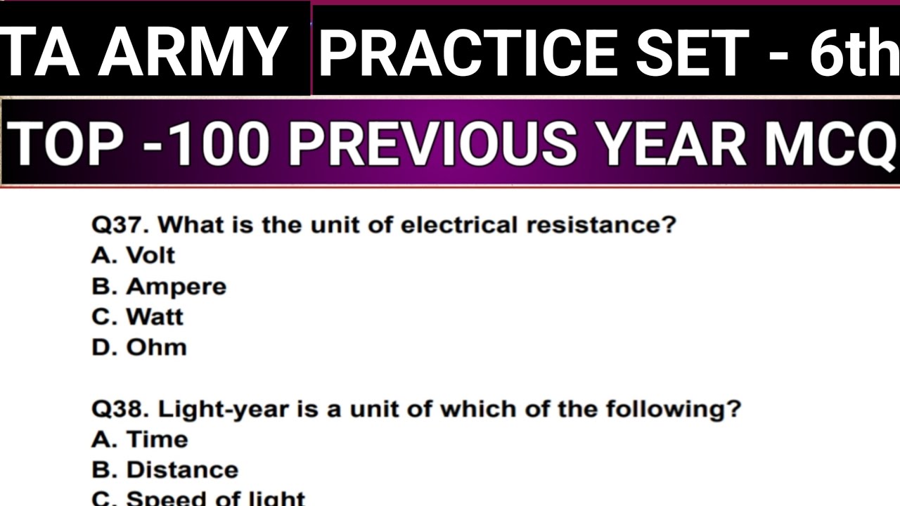 TA Army 2025 GK GS Maths Class | Top 100 Most Repeated Questions Ta army previous year paper