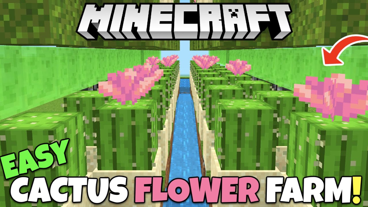 Minecraft: EASY CACTUS FLOWER Farm Tutorial! Minecraft Bedrock & Java Edition!