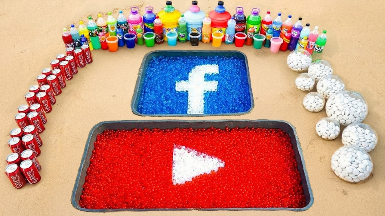 DIY YouTube and Facebook Logo in the Hole with Orbeez, Popular Sodas & Mentos