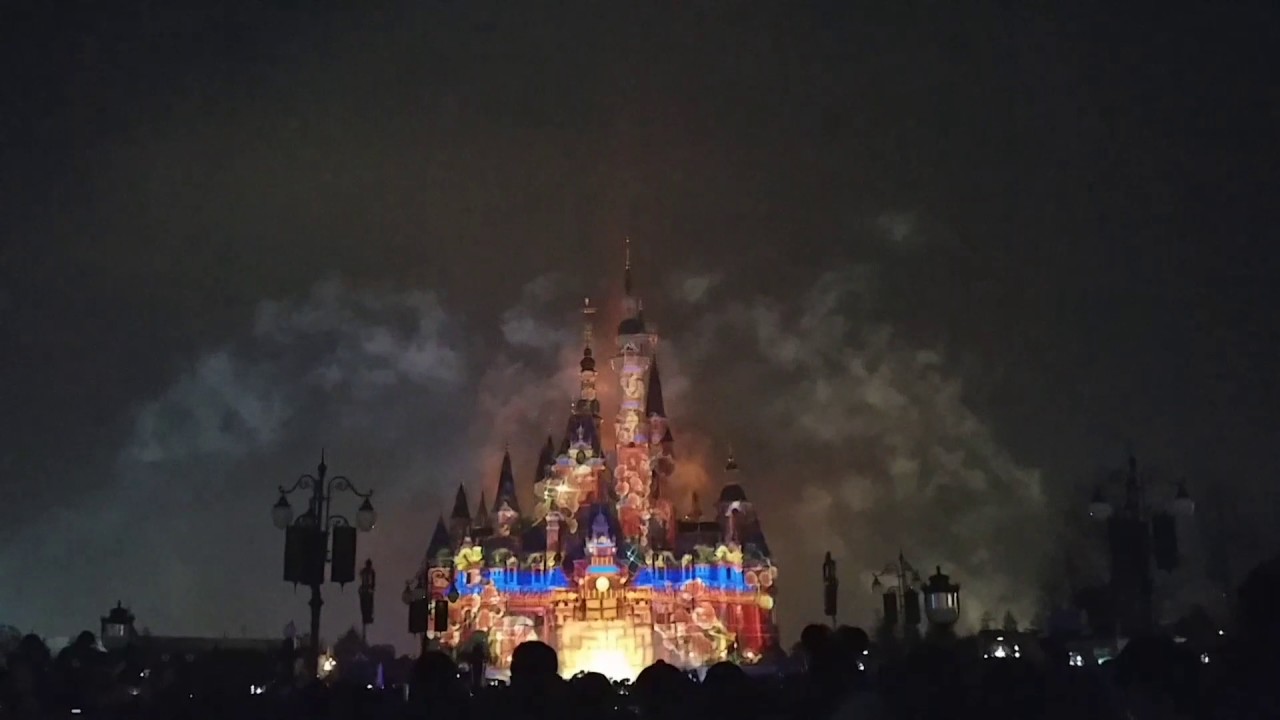 상하이 디즈니랜드 디즈니성 야간 불꽃