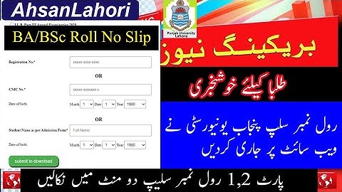 BA/BSC Part 1& Part 2 ,MA/MSC Practical Roll No Slips 2020 | How to Download Roll No Slip Practical