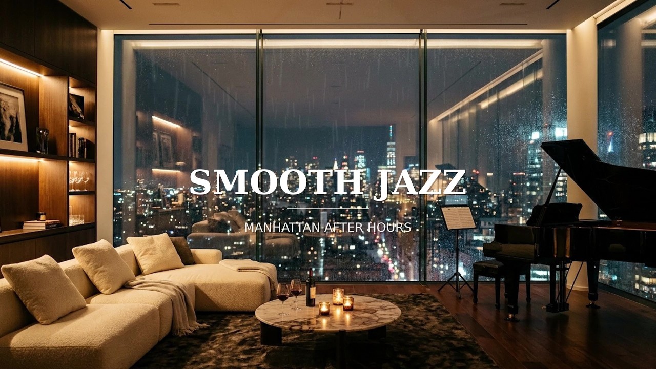 Cozy Manhattan Saxophone Jazz & Soft Rain Ambience in High Rise ...