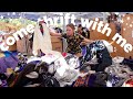 come thrift with me at the BIGGEST flea market in LA! fall thrifting + $100 try on thrift haul!