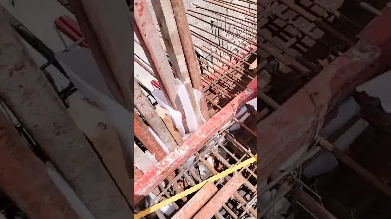 Roof Slab Concrete - Construction Joint - Side  Shuttering & Slurry Leakage Closing by Form Sheet .