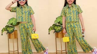 Kids plazzo pant suit with shirt cutting and stitching/baby dress design