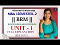 BRM | BUSINESS RESEARCH METHODS | UNIT-1 FULL EXPLANATION (TELUGU) | MBA SEM-2 OU @shivanipallela⁩  