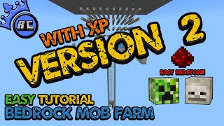 Minecraft Tutorial: EASY BEDROCK MOB FARM | VERSION 2 w/XP | How to Build a Mob Farm | Update 1.16