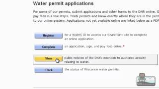 The ePermitting Water portal page