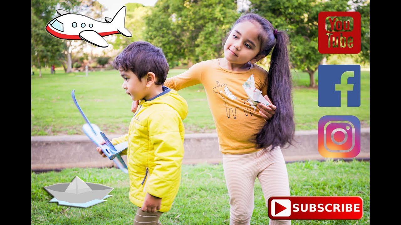 PARK TIME FOR SKYLER👸🏻 and SAMAR🤴🏻 | PLAYING WITH TOY PLANE AND PAPER BOATS.